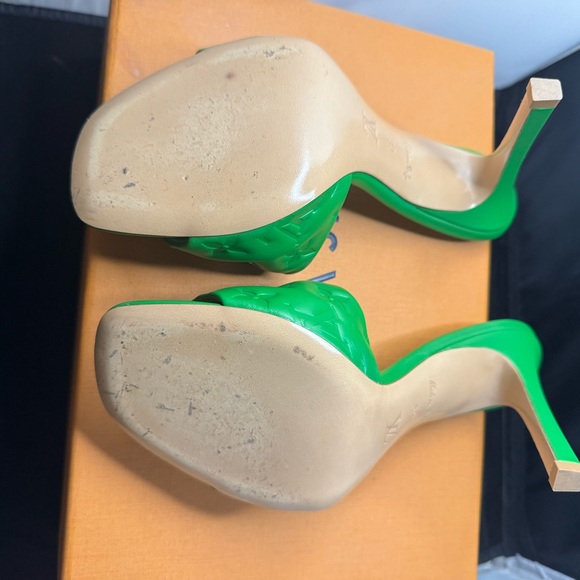 Louis Vuitton Revival Mule Monogram Green Heel Padded Heels Sandals. - Picture 2 of 8